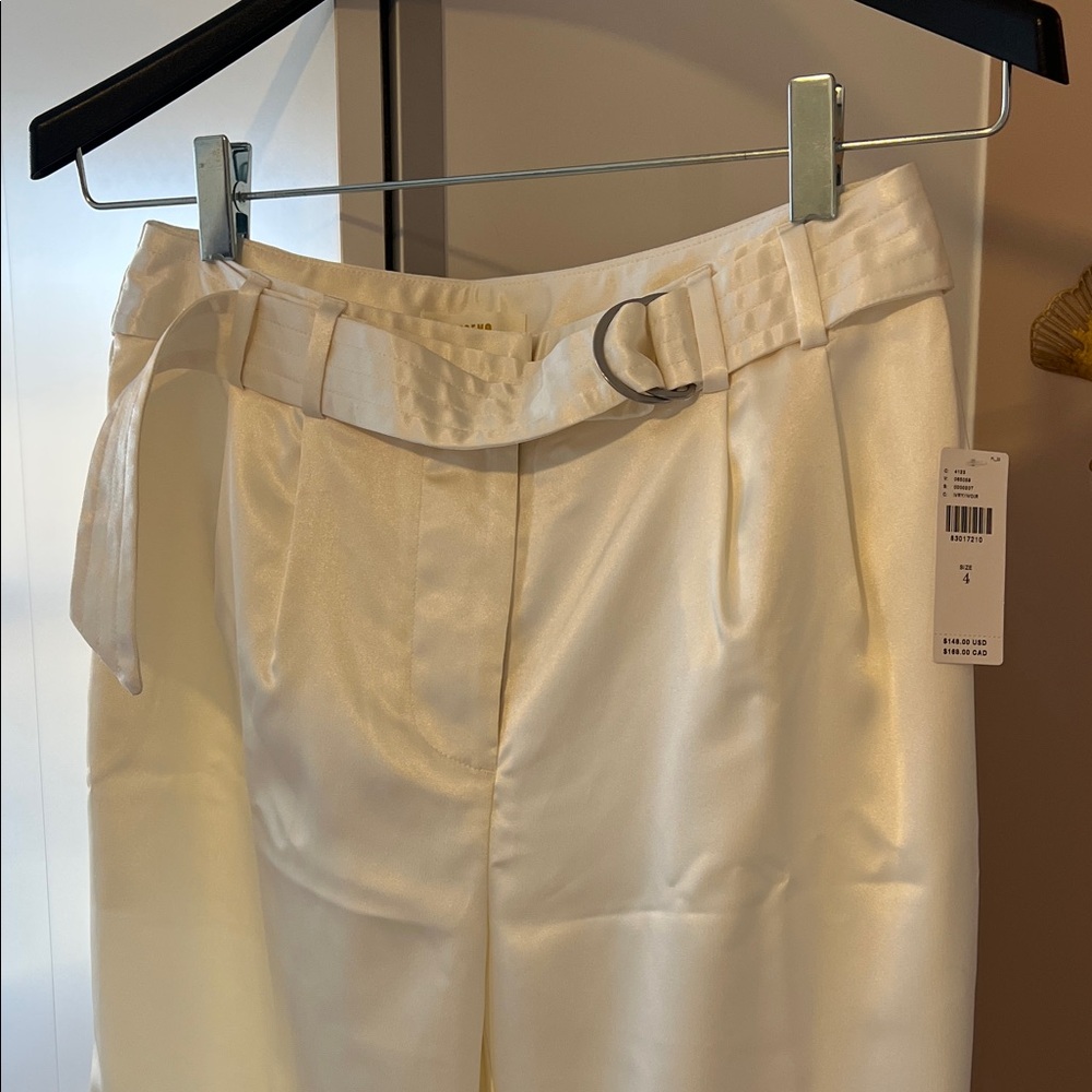 Anthropologie Cream Belted Women's Trousers
